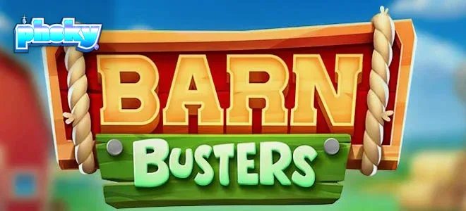Barn Busters slot game interface na may mga tupa at lobo